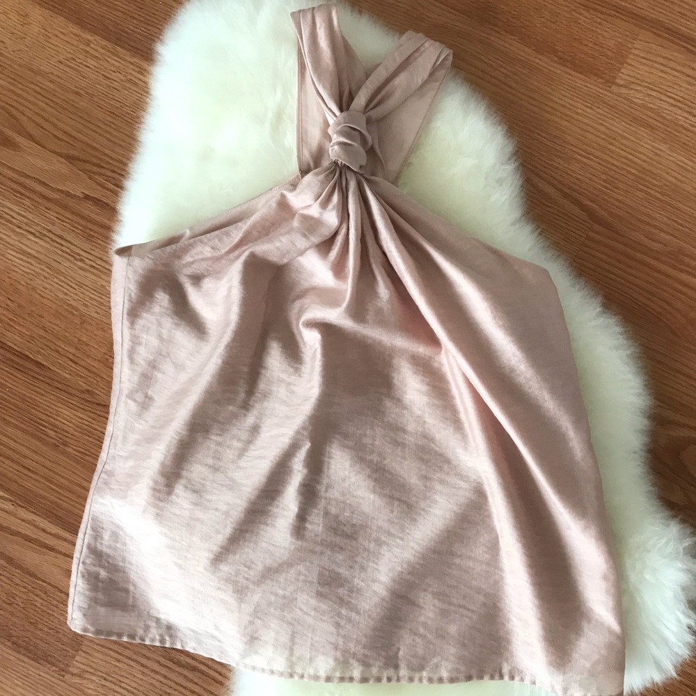 Joie pink silky knotted halter tank GUC
